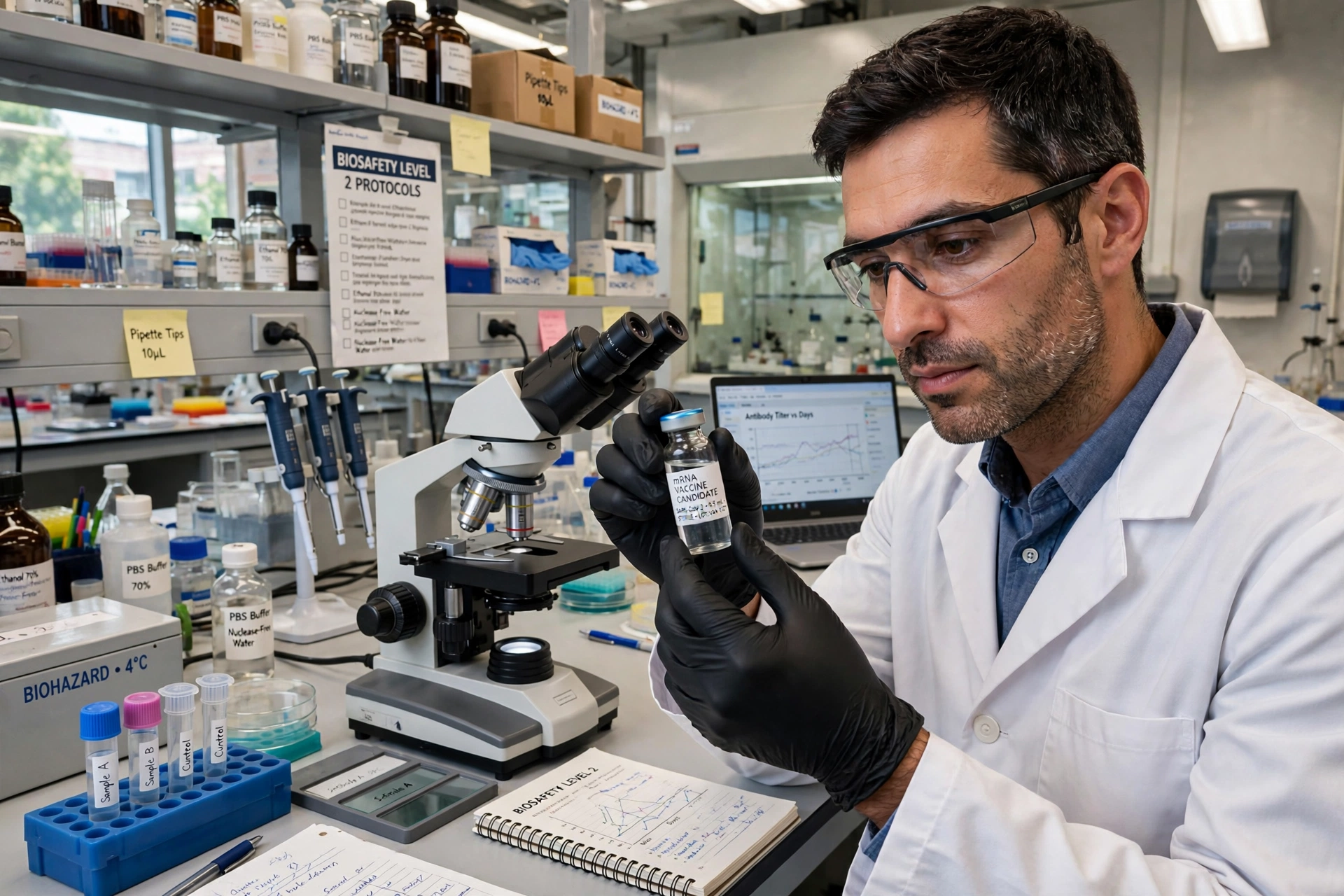 Doctor reviewing personalised vaccine research with a patient