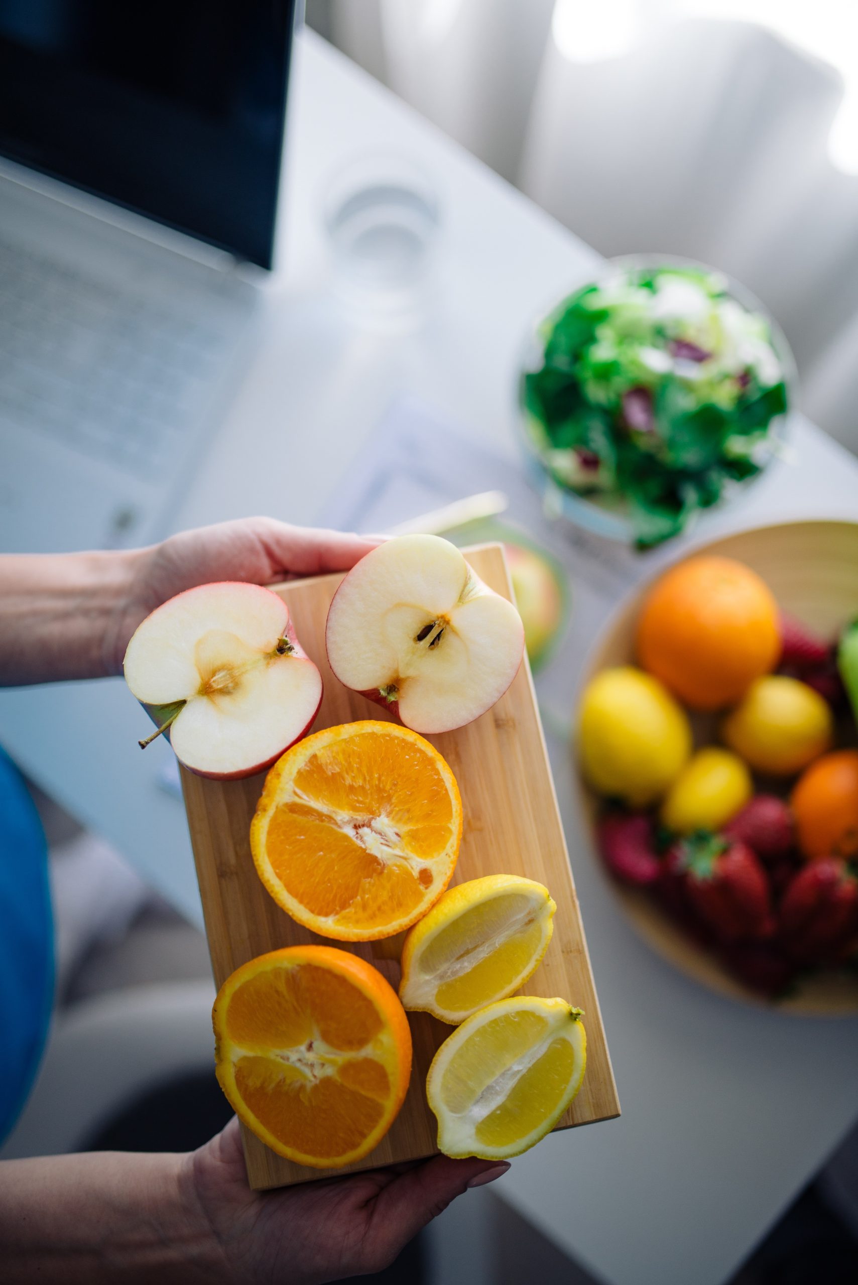 Fresh fruit served on a table