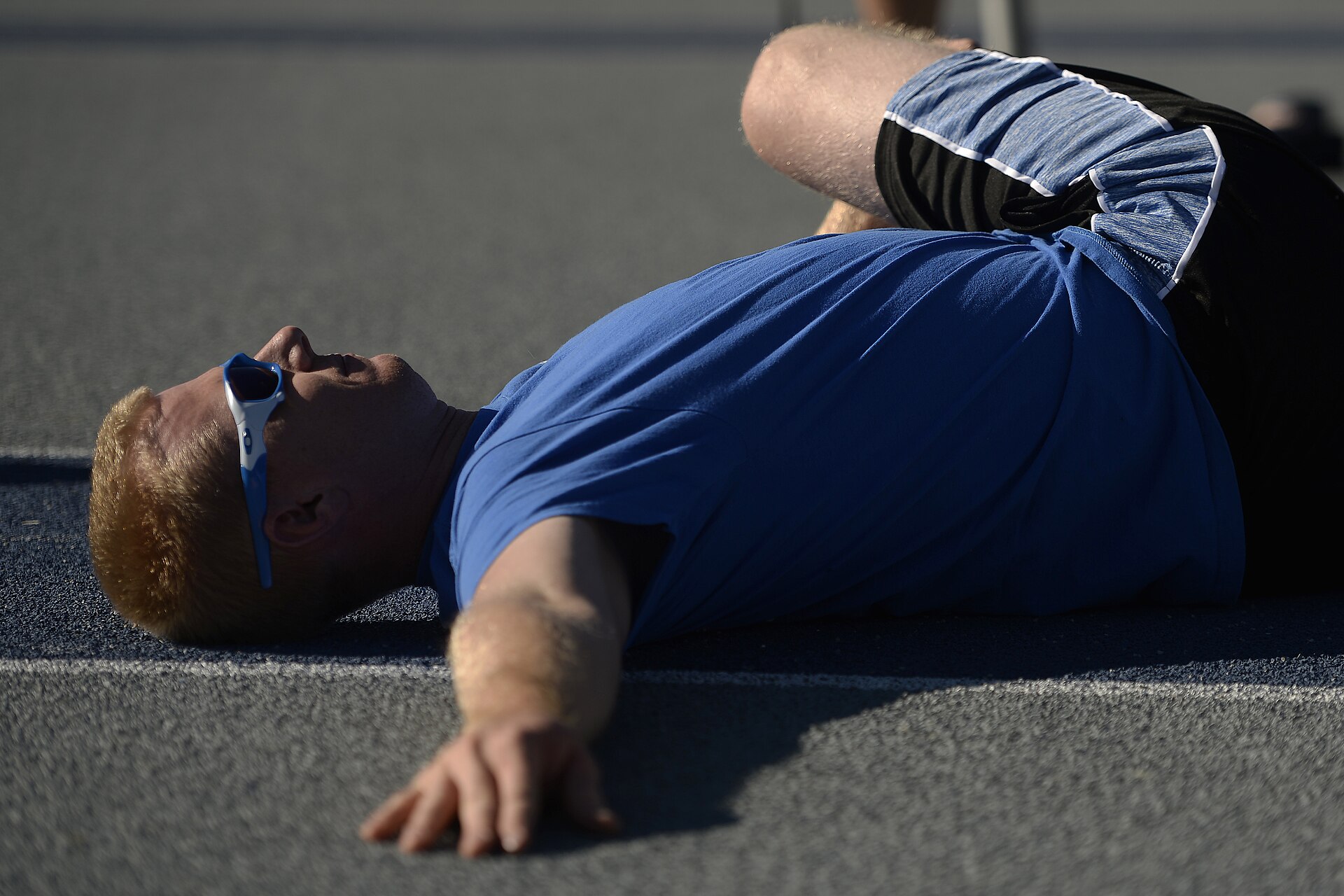 An athlete stretching during training